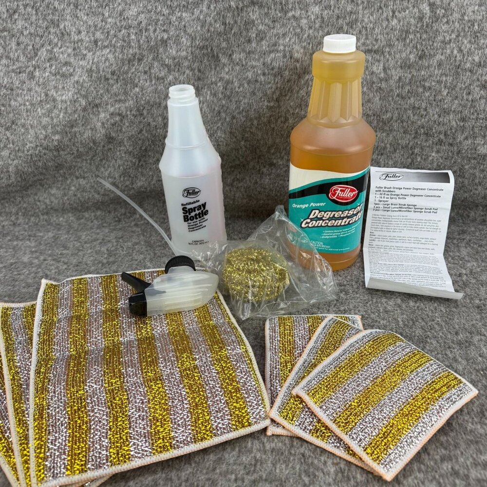 ✅Fuller Brush Orange Power Degreaser Concentrate Cleaning Kit W/Scrub Pads